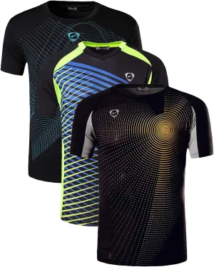 jeansian Men's 3 Packs Athletic Quick Dry Fit Short Sleeve Sport T-Shirt Tshirts Tee Shirt Tennis Golf Bowling LSL182
