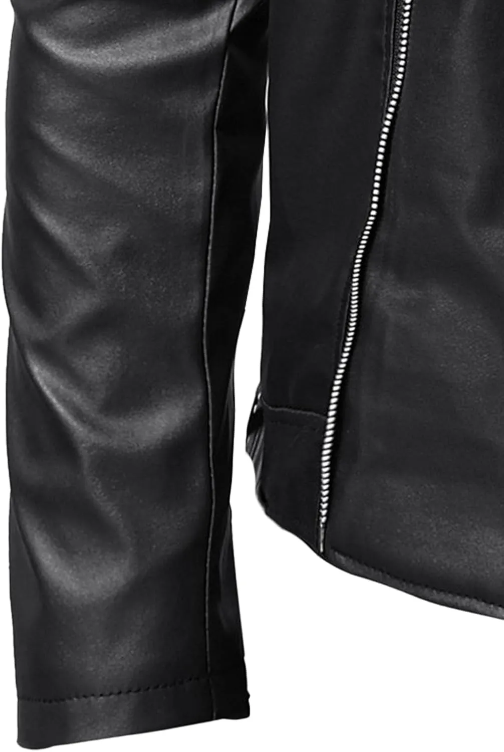 JEKE-DG Faux Leather Jacket For Men Stand Collar Bomber Jackets Motorcycle Asymmetric Zip-Up Blet Slim Fit Biker Coat