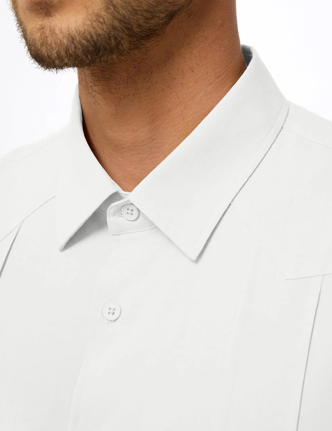 JMIERR Mens Guayabera Shirt Short Sleeves Casual Button Down Shirt Summer Beach Wedding Shirts with Pocket
