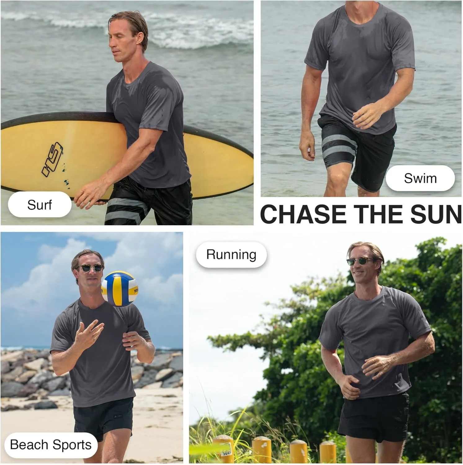 Kanu Surf Men's Short Sleeve UPF 50 Swim Shirt Rash Guard Sun Shirt (Regular & Extended Sizes)