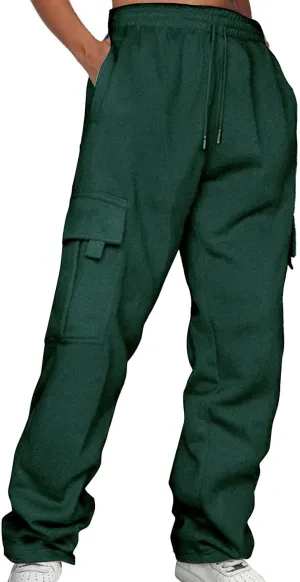 Ladies' Solid Drawstring Elastic Waist Pocket Pants Slacks 2XL Dresses for Women Plus Size