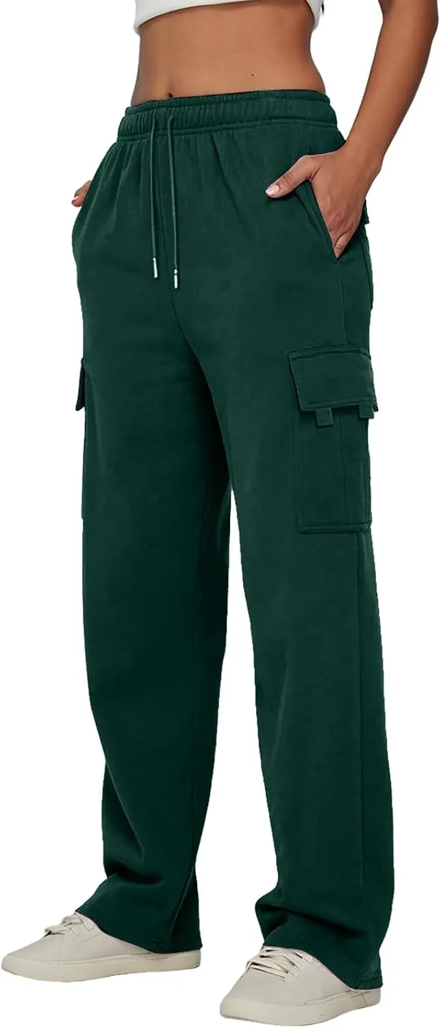 Ladies' Solid Drawstring Elastic Waist Pocket Pants Slacks 2XL Dresses for Women Plus Size