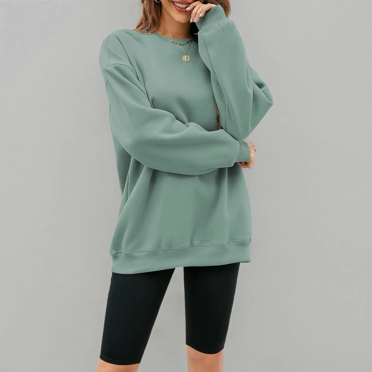 LaLaLa Women's Oversized Fleece Sweatshirts Crewneck Pullover Hoodies Casual Comfy Loose Fall Tops 2023 Trendy Clothes
