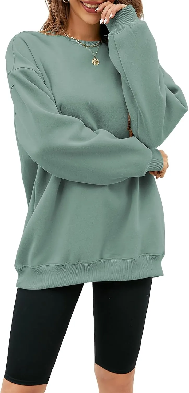 LaLaLa Women's Oversized Fleece Sweatshirts Crewneck Pullover Hoodies Casual Comfy Loose Fall Tops 2023 Trendy Clothes