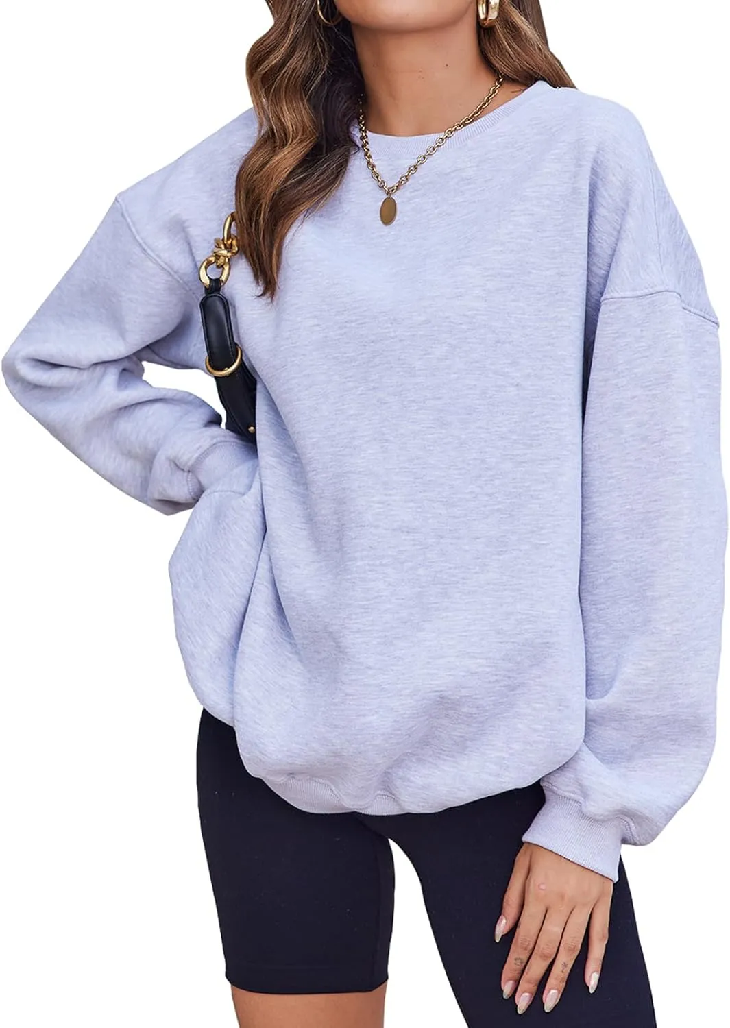 LaLaLa Women's Oversized Fleece Sweatshirts Crewneck Pullover Hoodies Casual Comfy Loose Fall Tops 2023 Trendy Clothes