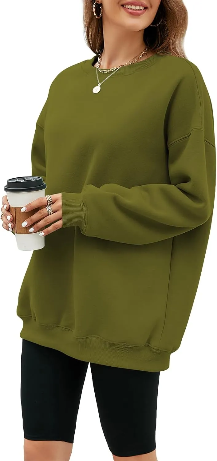 LaLaLa Women's Oversized Fleece Sweatshirts Crewneck Pullover Hoodies Casual Comfy Loose Fall Tops 2023 Trendy Clothes