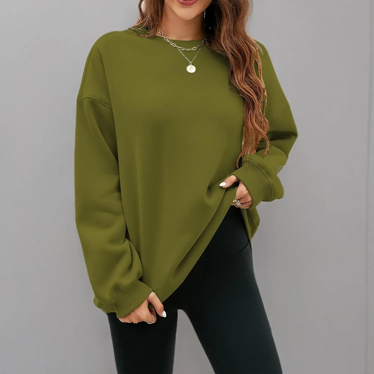 LaLaLa Women's Oversized Fleece Sweatshirts Crewneck Pullover Hoodies Casual Comfy Loose Fall Tops 2023 Trendy Clothes