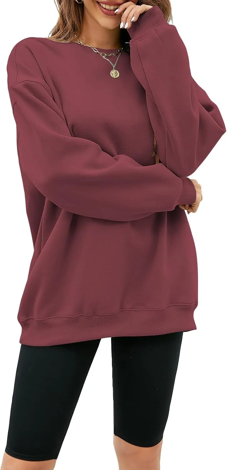 LaLaLa Women's Oversized Fleece Sweatshirts Crewneck Pullover Hoodies Casual Comfy Loose Fall Tops 2023 Trendy Clothes