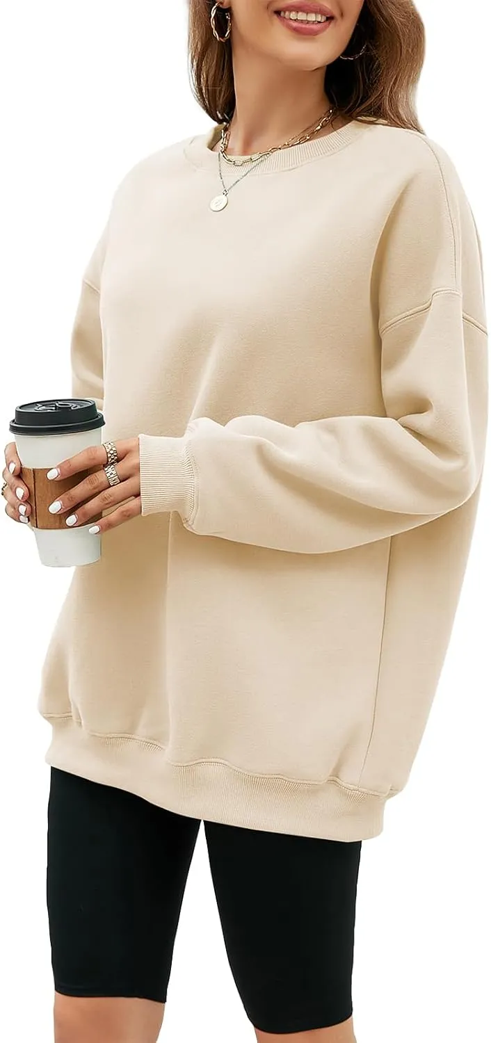 LaLaLa Women's Oversized Fleece Sweatshirts Crewneck Pullover Hoodies Casual Comfy Loose Fall Tops 2023 Trendy Clothes