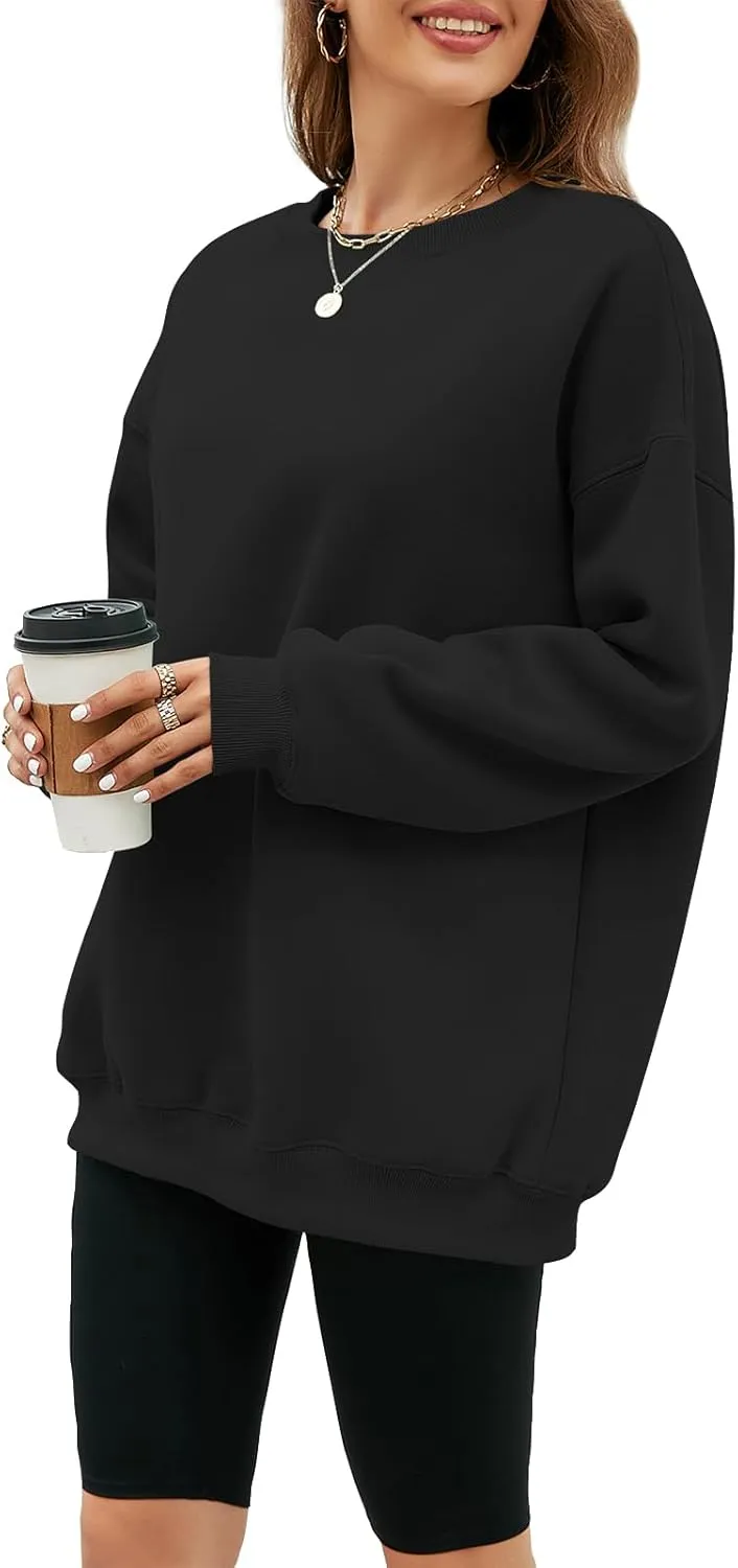 LaLaLa Women's Oversized Fleece Sweatshirts Crewneck Pullover Hoodies Casual Comfy Loose Fall Tops 2023 Trendy Clothes