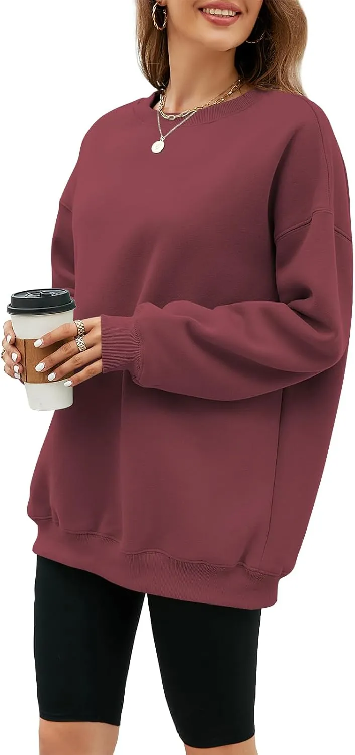 LaLaLa Women's Oversized Fleece Sweatshirts Crewneck Pullover Hoodies Casual Comfy Loose Fall Tops 2023 Trendy Clothes
