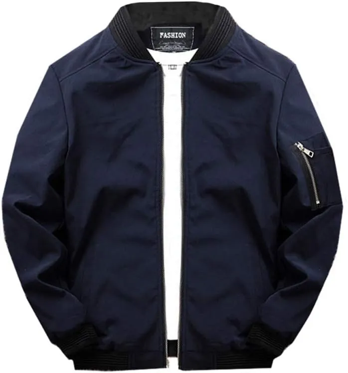 Lavnis Men's Flight Bomber Jacket Lightweight Softshell Coat Sportwear Zipper Windbreaker