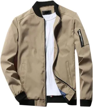 Lavnis Men's Flight Bomber Jacket Lightweight Softshell Coat Sportwear Zipper Windbreaker