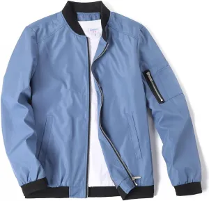 Lavnis Men's Flight Bomber Jacket Lightweight Softshell Coat Sportwear Zipper Windbreaker