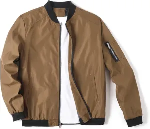 Lavnis Men's Flight Bomber Jacket Lightweight Softshell Coat Sportwear Zipper Windbreaker
