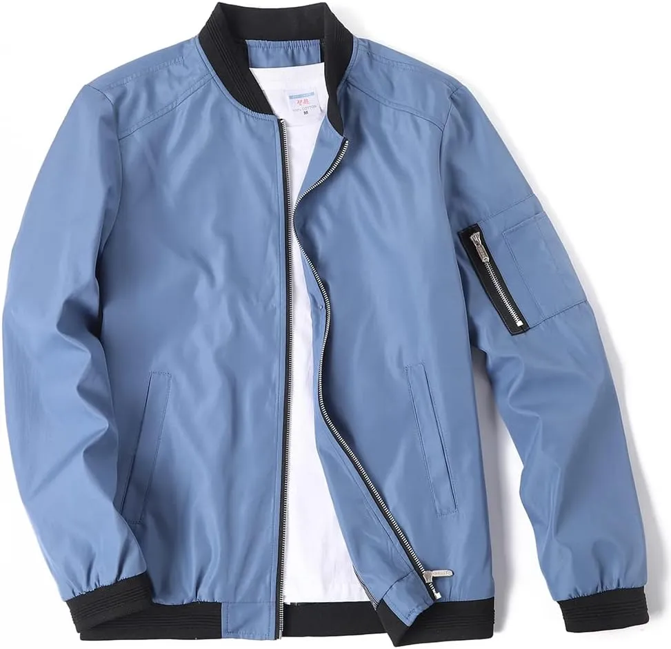 Lavnis Men's Flight Bomber Jacket Lightweight Softshell Coat Sportwear Zipper Windbreaker