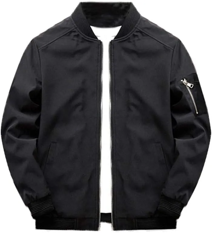 Lavnis Men's Flight Bomber Jacket Lightweight Softshell Coat Sportwear Zipper Windbreaker