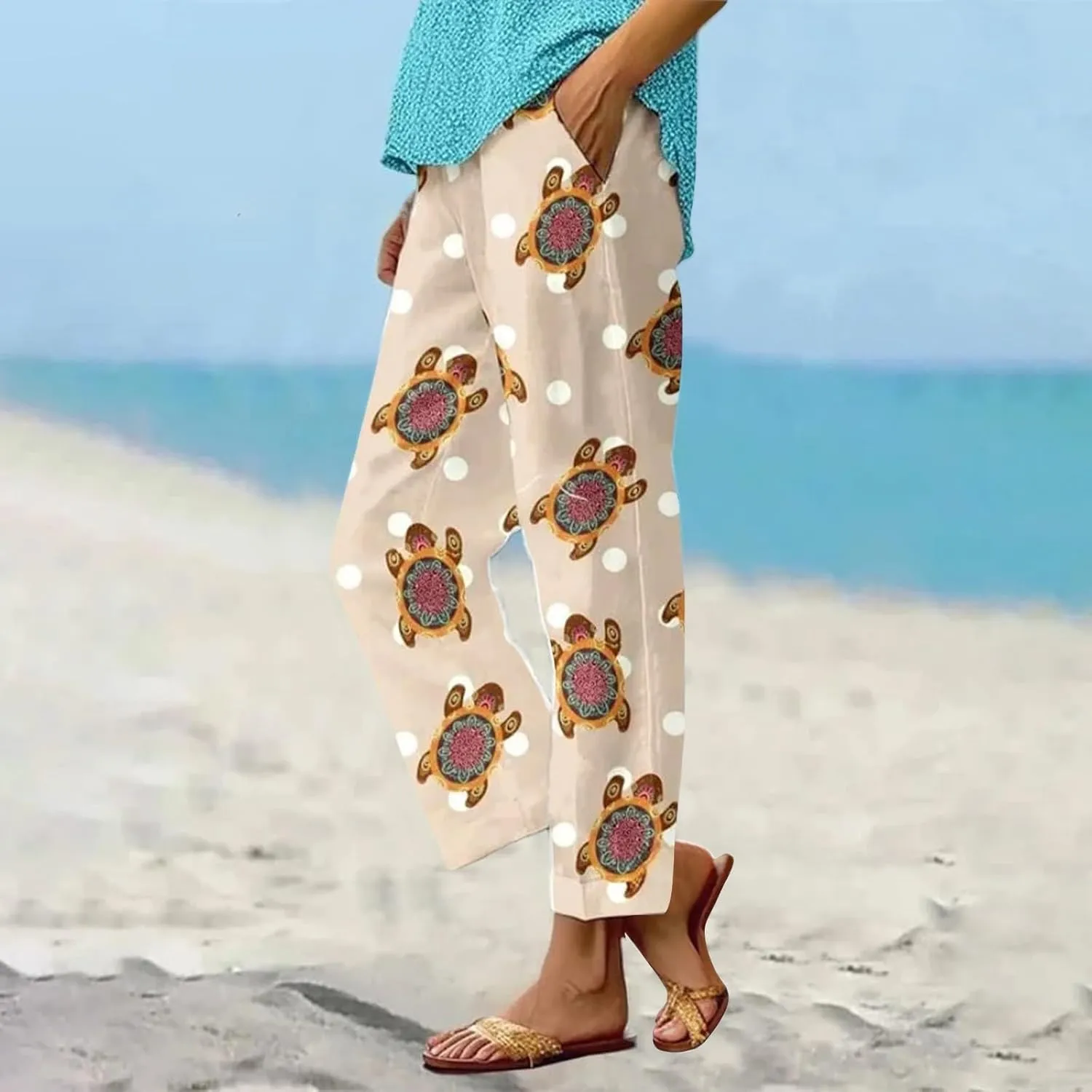 Linen Pants for Women Fashionable Simple Casual Loose Pants 2025 Beach Travel Vacation Clothes Linen Cotton