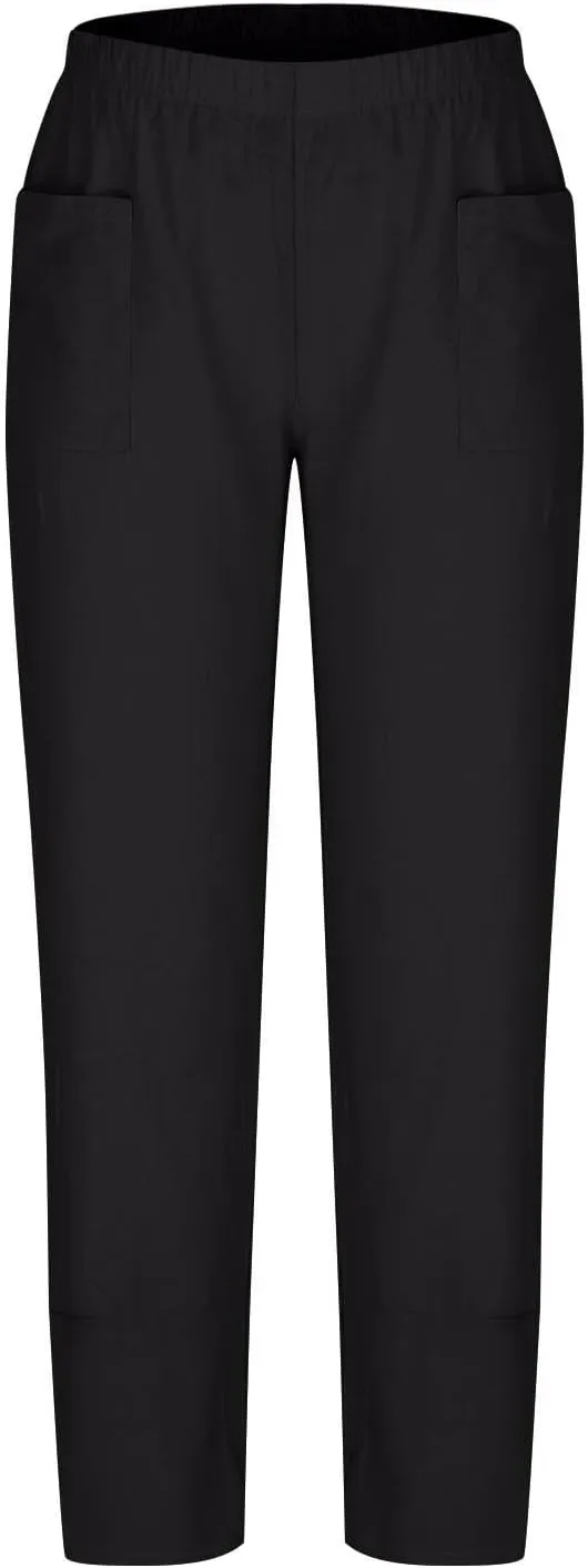 Linen Pants for Women Pleated Womens Summer Pants with Pockets Casual Elastic Waist Lantern Slacks Loose Fit Trousers