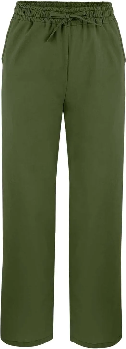 Linen Pants for Women Summer 2025 Elastic Waist Straight Leg Lightweight Pants Vacation Beach Casual Trendy Trousers