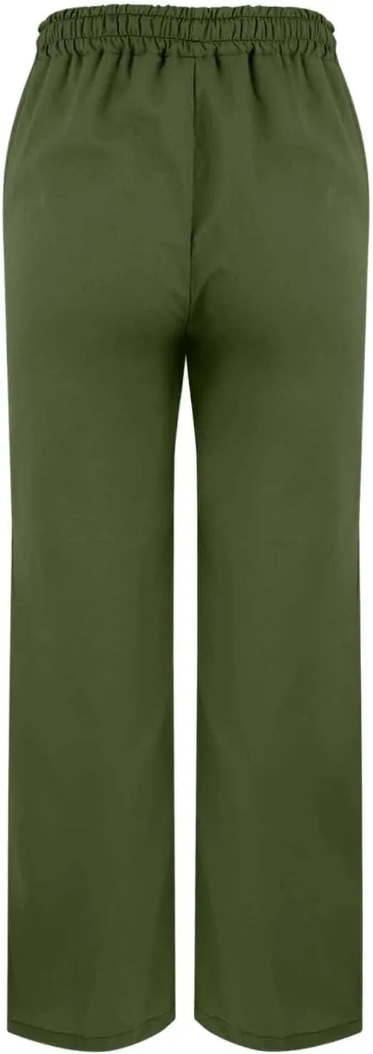 Linen Pants for Women Summer 2025 Elastic Waist Straight Leg Lightweight Pants Vacation Beach Casual Trendy Trousers