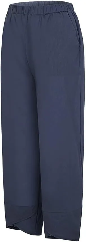 Linen Pants Women Capri Pants Casual Cropped Baggy Trousers Elastic Waisted Yoga Comfy Loose Palazzo Lounge Pants