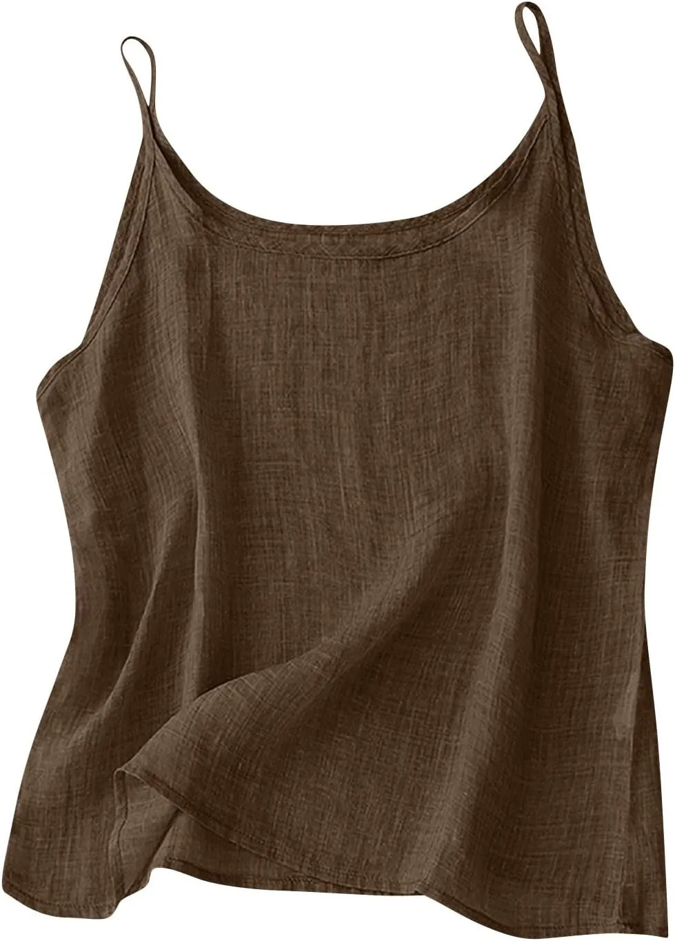 Linen Tops for Women Camisole Spaghetti Strap Tank Top Loose Casual Breathable Cotton Summer Shirts