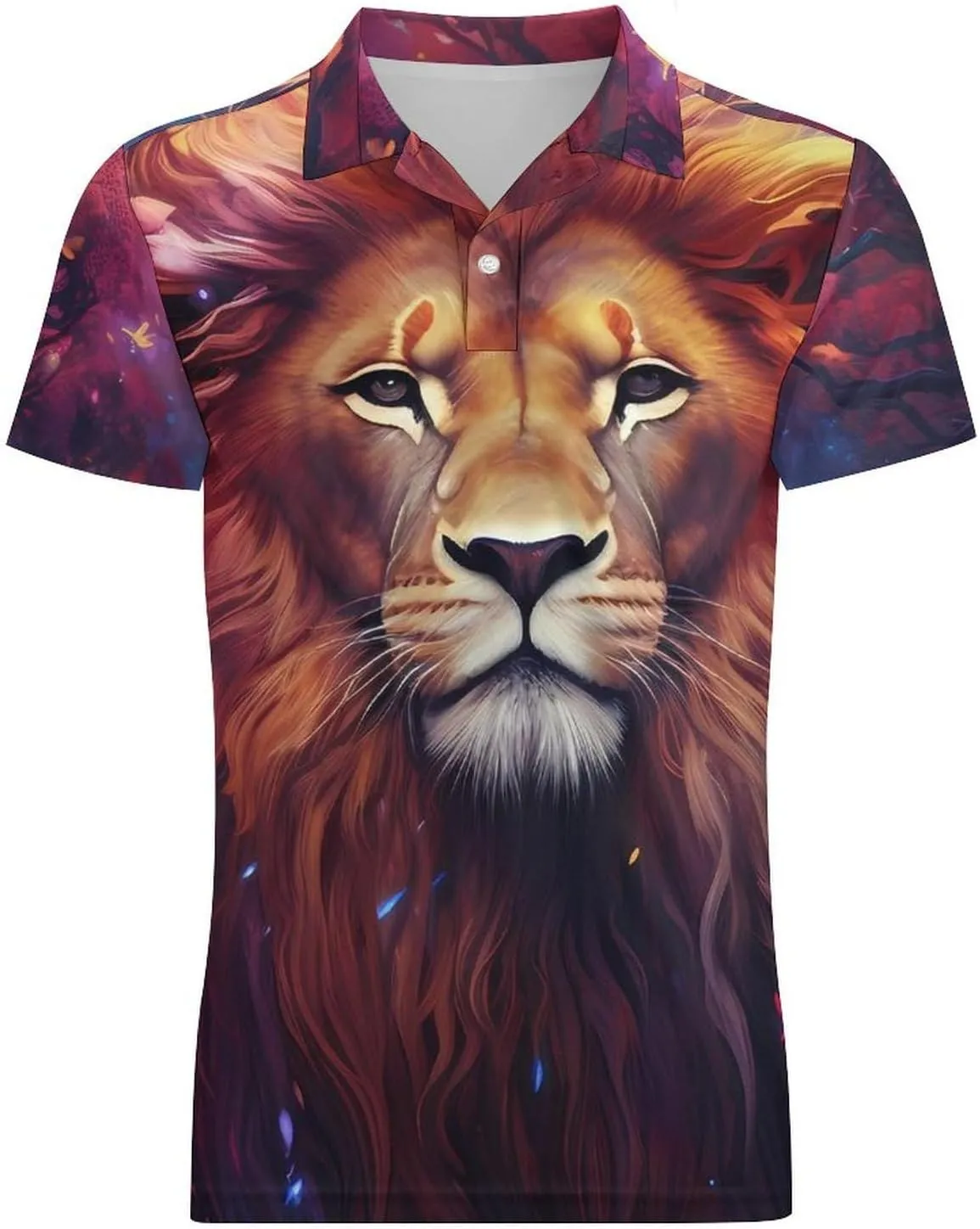 Lion Painting Men's Polo Shirt Short Sleeve Casual Athletic Quick Dry Golf T-Shirts
