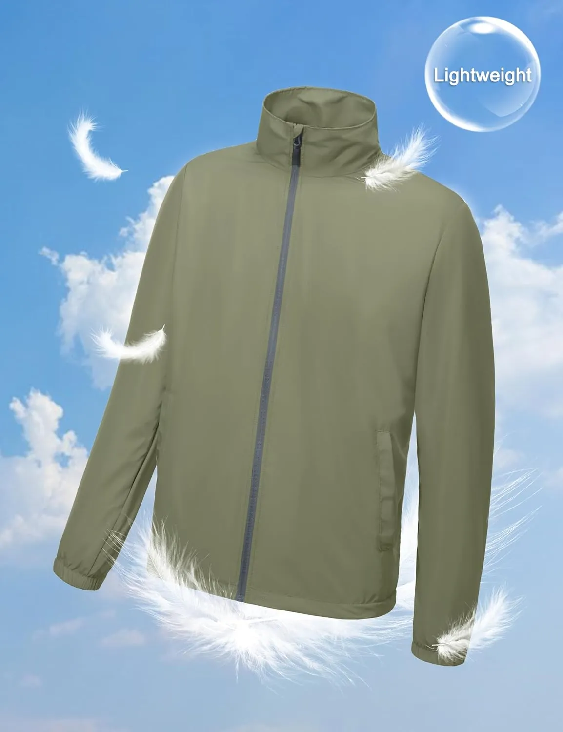 Little Donkey Andy Mens Lightweight Breathable Windbreaker Golf Jacket UPF50  Windproof Outdoor Running Coat