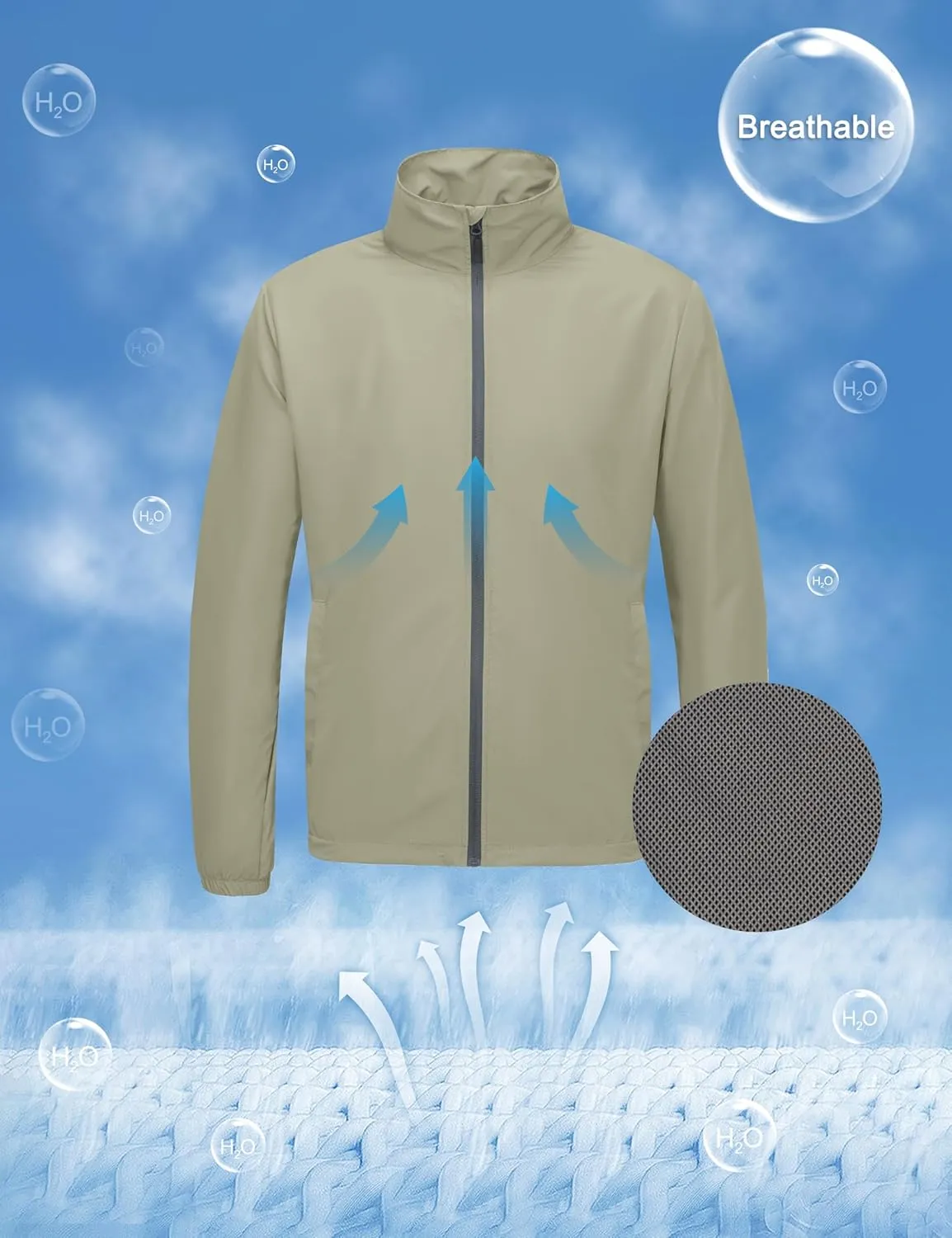 Little Donkey Andy Mens Lightweight Breathable Windbreaker Golf Jacket UPF50  Windproof Outdoor Running Coat