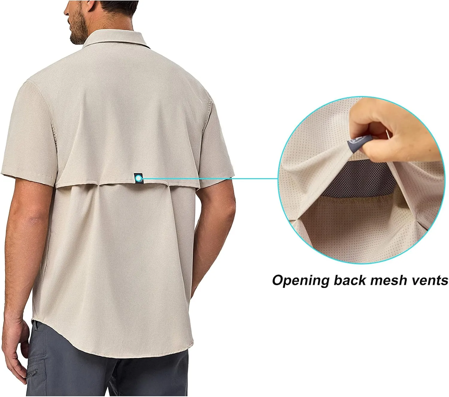 Little Donkey Andy Men's Lightweight UPF 50  Short Sleeve Shirt, Breathable Fishing Hiking Shirt, Air-Holes Tech