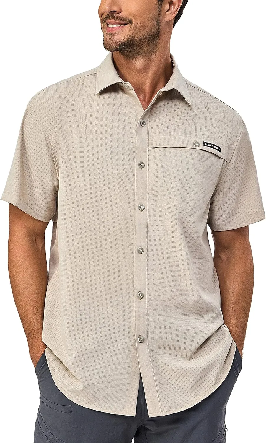 Little Donkey Andy Men's Lightweight UPF 50  Short Sleeve Shirt, Breathable Fishing Hiking Shirt, Air-Holes Tech