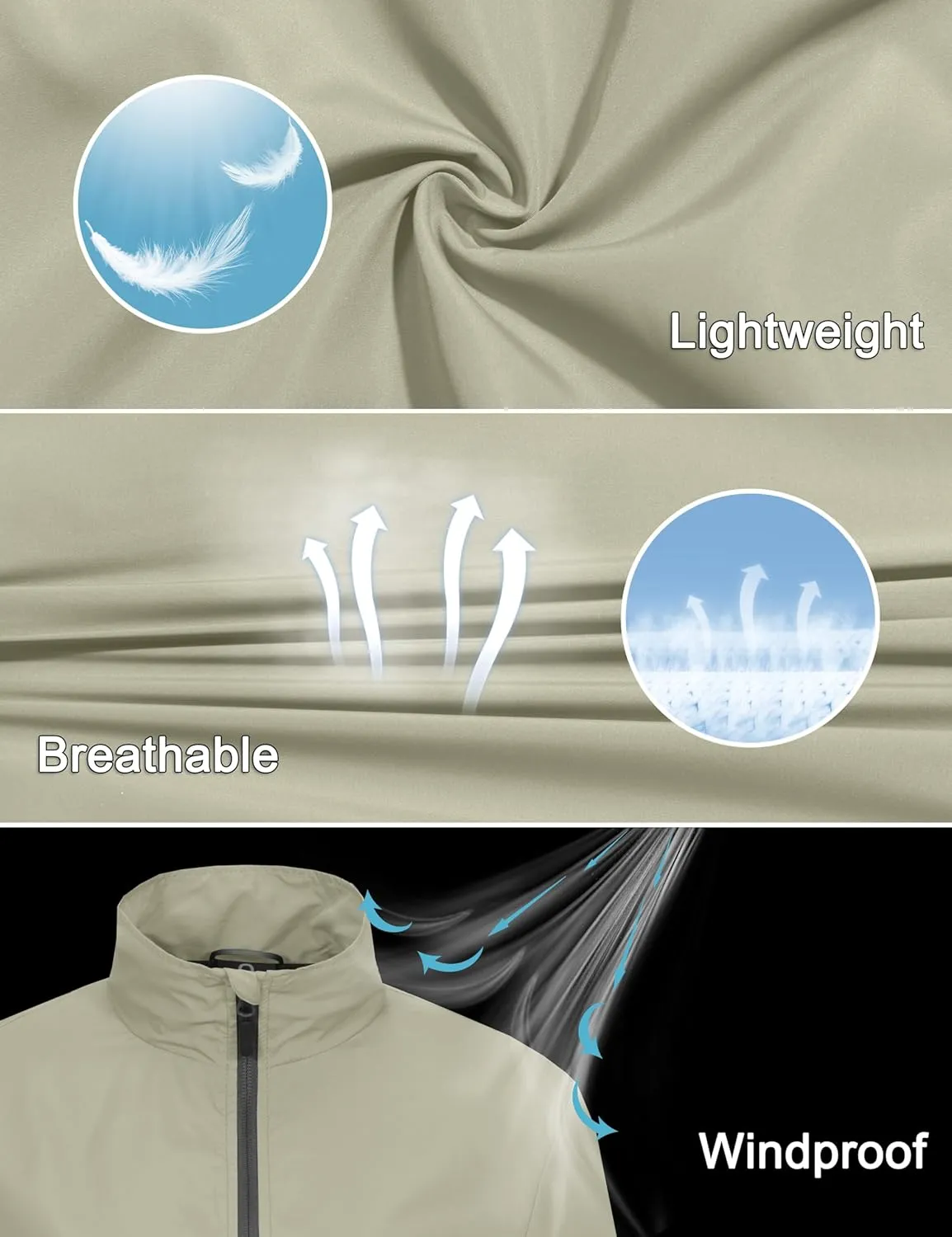 Little Donkey Andy Women's Lightweight Windbreaker Jacket Breathable Windproof Spring Fall Summer Jacket Running Golf UPF50 