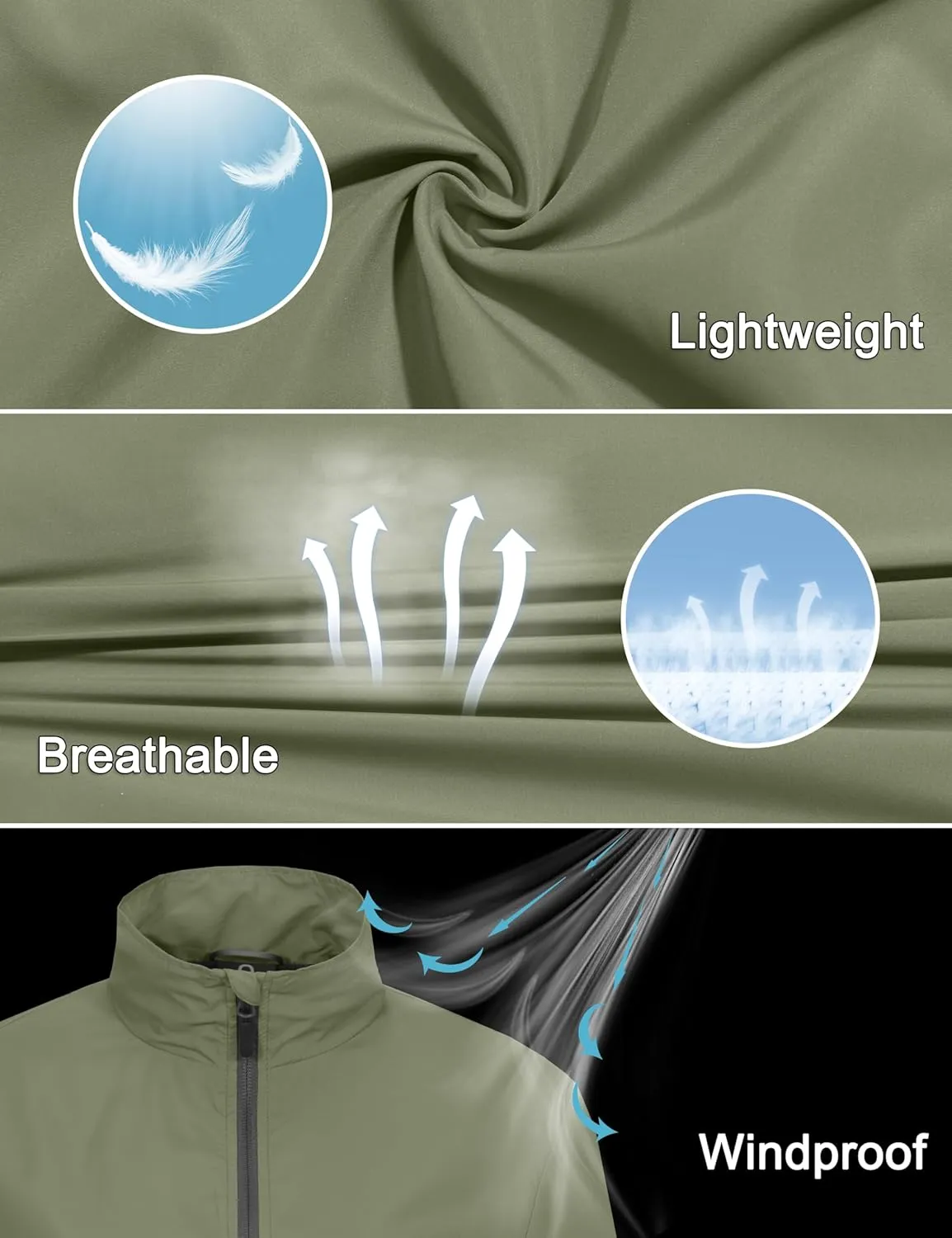 Little Donkey Andy Women's Lightweight Windbreaker Jacket Breathable Windproof Spring Fall Summer Jacket Running Golf UPF50 