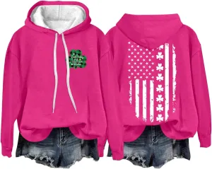 Long Sleeve Tops for Women American Flag Hoodie Sweatshirt Fashion Long Sleeve Sweatshirt Gift Patriotic Sweatshirt