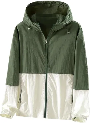 maisdgop Raincoat for Women Pretty Color Block Waterproof Windbreaker Casual Zip up Travel Hiking Trench Coats with Pockets
