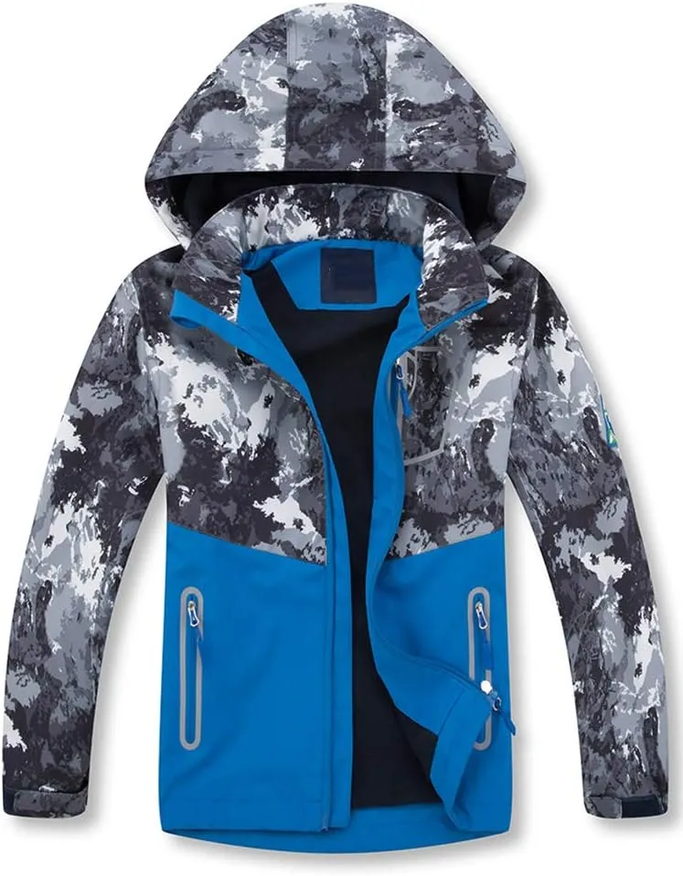 Mallimoda Boys Girls Rain Jacket Lightweight Raincoats Waterproof Hooded Windbreaker for Kids