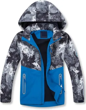 Mallimoda Boys Girls Rain Jacket Lightweight Raincoats Waterproof Hooded Windbreaker for Kids