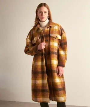 MANUEL LONG OCHRE CHECKERED WOOL OVERSHIRT