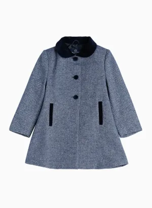 Matilda Swing Coat in Navy Herringbone