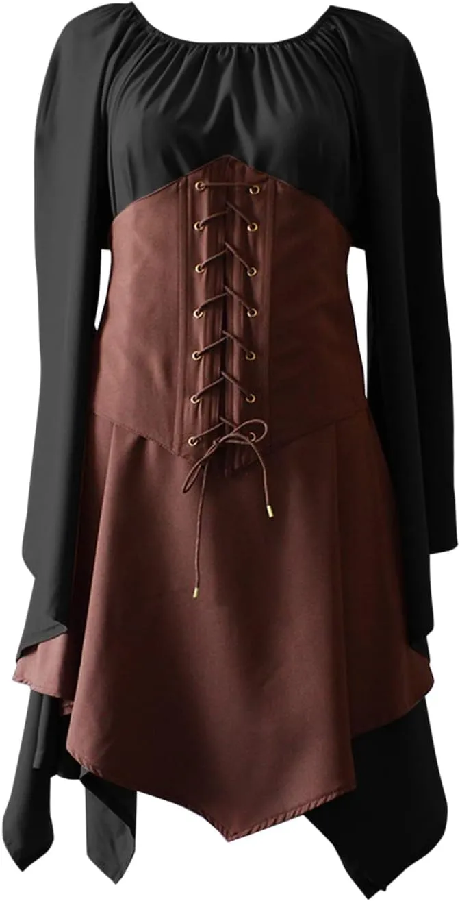Medieval Renaissance Gown Dress for Women Steampunk Gothic Rockabilly Cosplay Victorian Vintage Retro Gown Dress