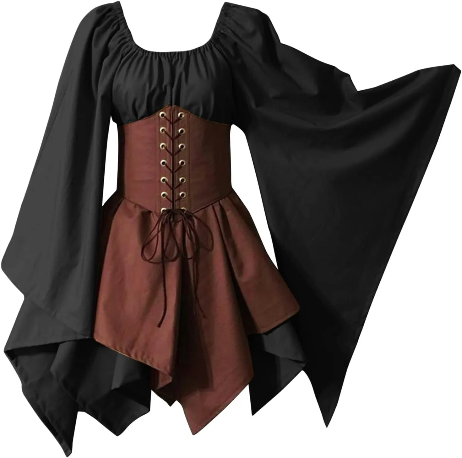 Medieval Renaissance Gown Dress for Women Steampunk Gothic Rockabilly Cosplay Victorian Vintage Retro Gown Dress