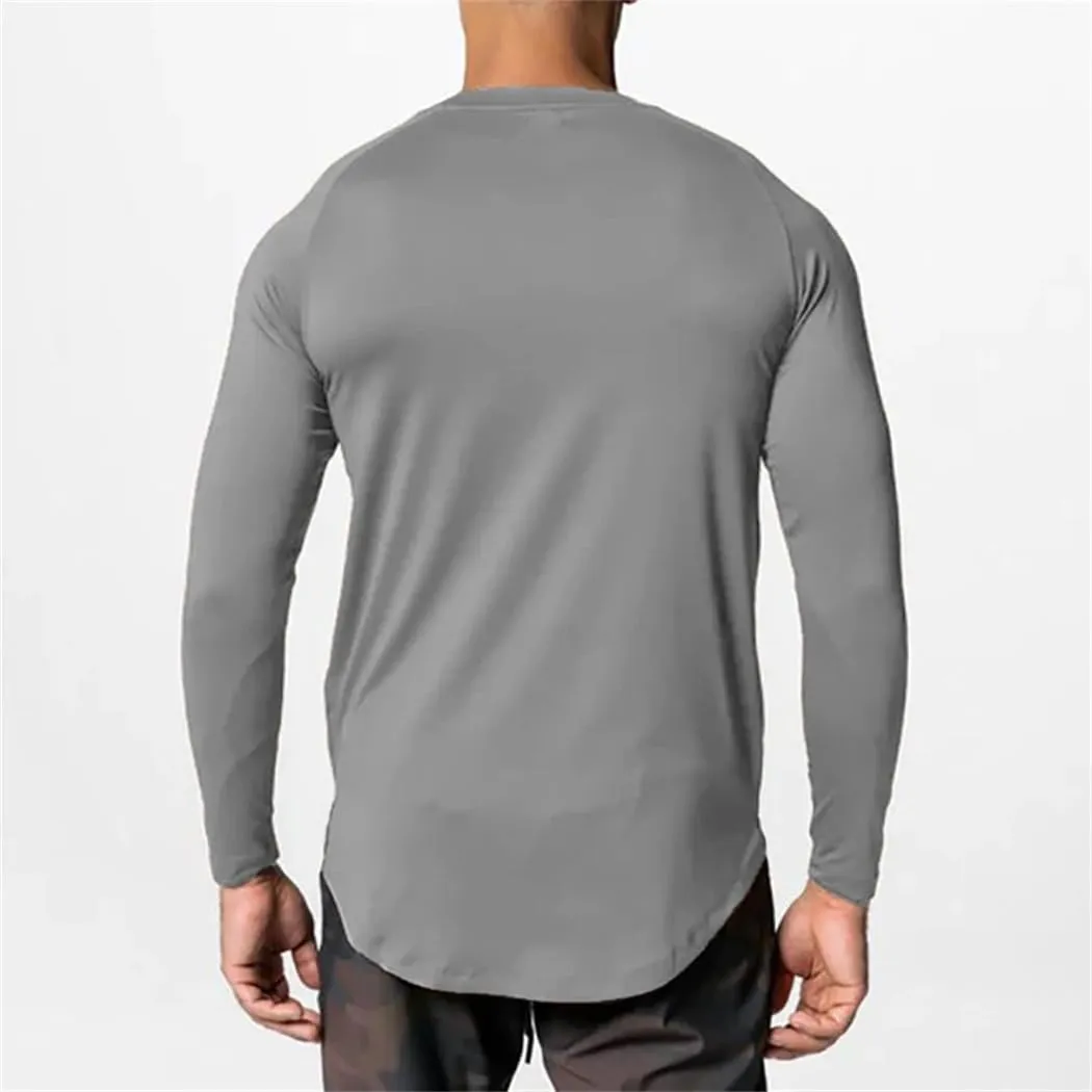 Men Elasticity Tight Long Sleeve Quick Dry T-Shirt Fitness Sport Shirt Gym Bodybuilding Workout Muscle Tops