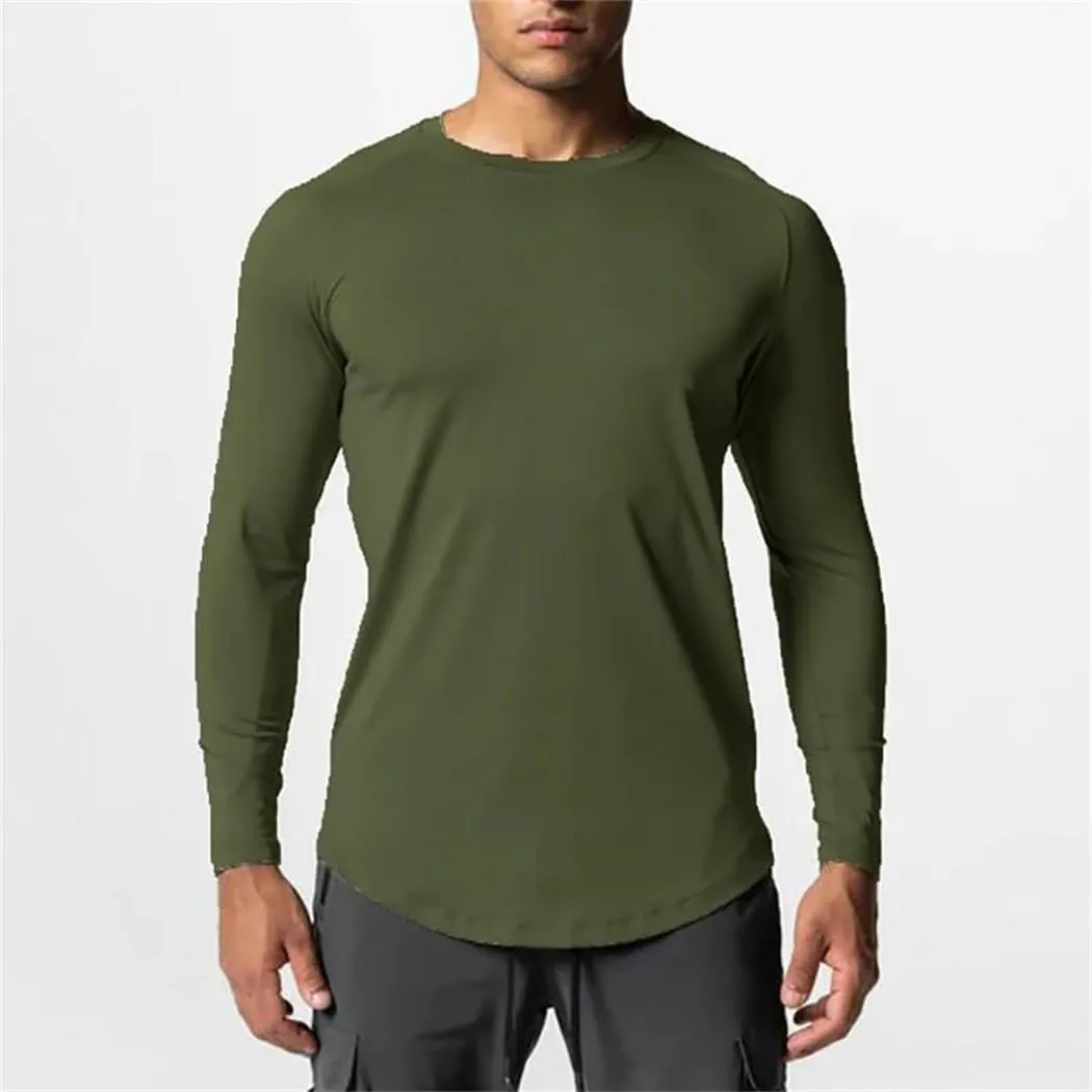 Men Elasticity Tight Long Sleeve Quick Dry T-Shirt Fitness Sport Shirt Gym Bodybuilding Workout Muscle Tops