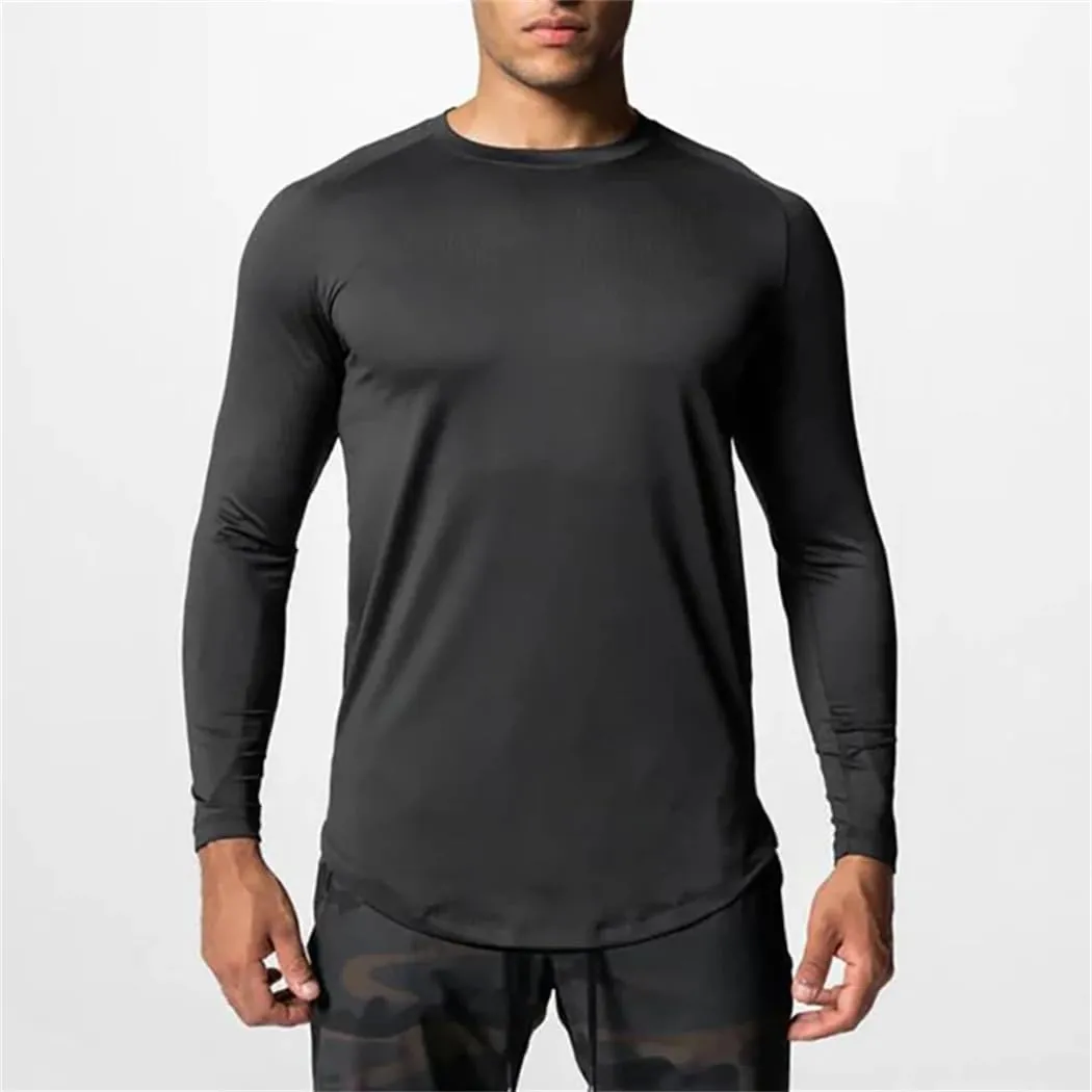 Men Elasticity Tight Long Sleeve Quick Dry T-Shirt Fitness Sport Shirt Gym Bodybuilding Workout Muscle Tops