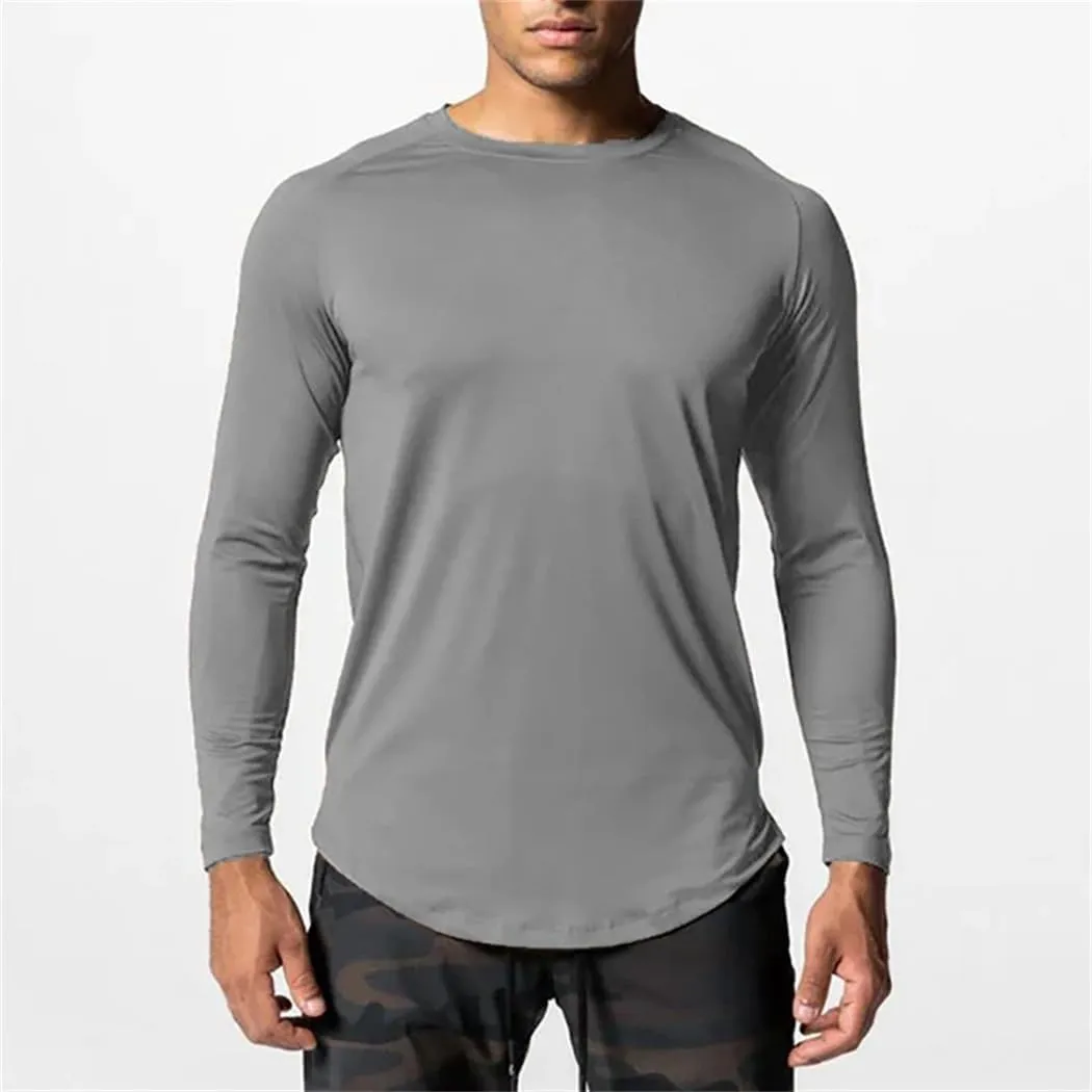 Men Elasticity Tight Long Sleeve Quick Dry T-Shirt Fitness Sport Shirt Gym Bodybuilding Workout Muscle Tops