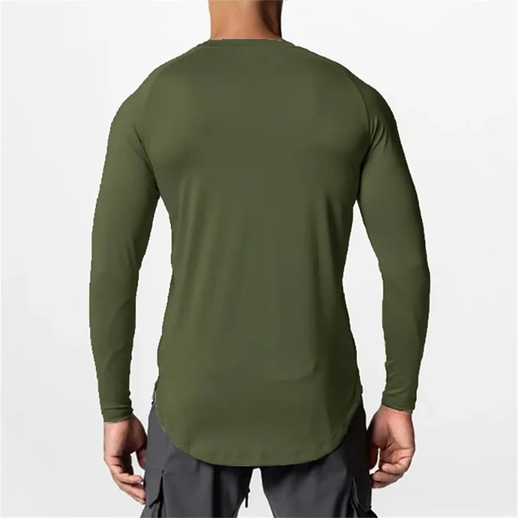 Men Elasticity Tight Long Sleeve Quick Dry T-Shirt Fitness Sport Shirt Gym Bodybuilding Workout Muscle Tops