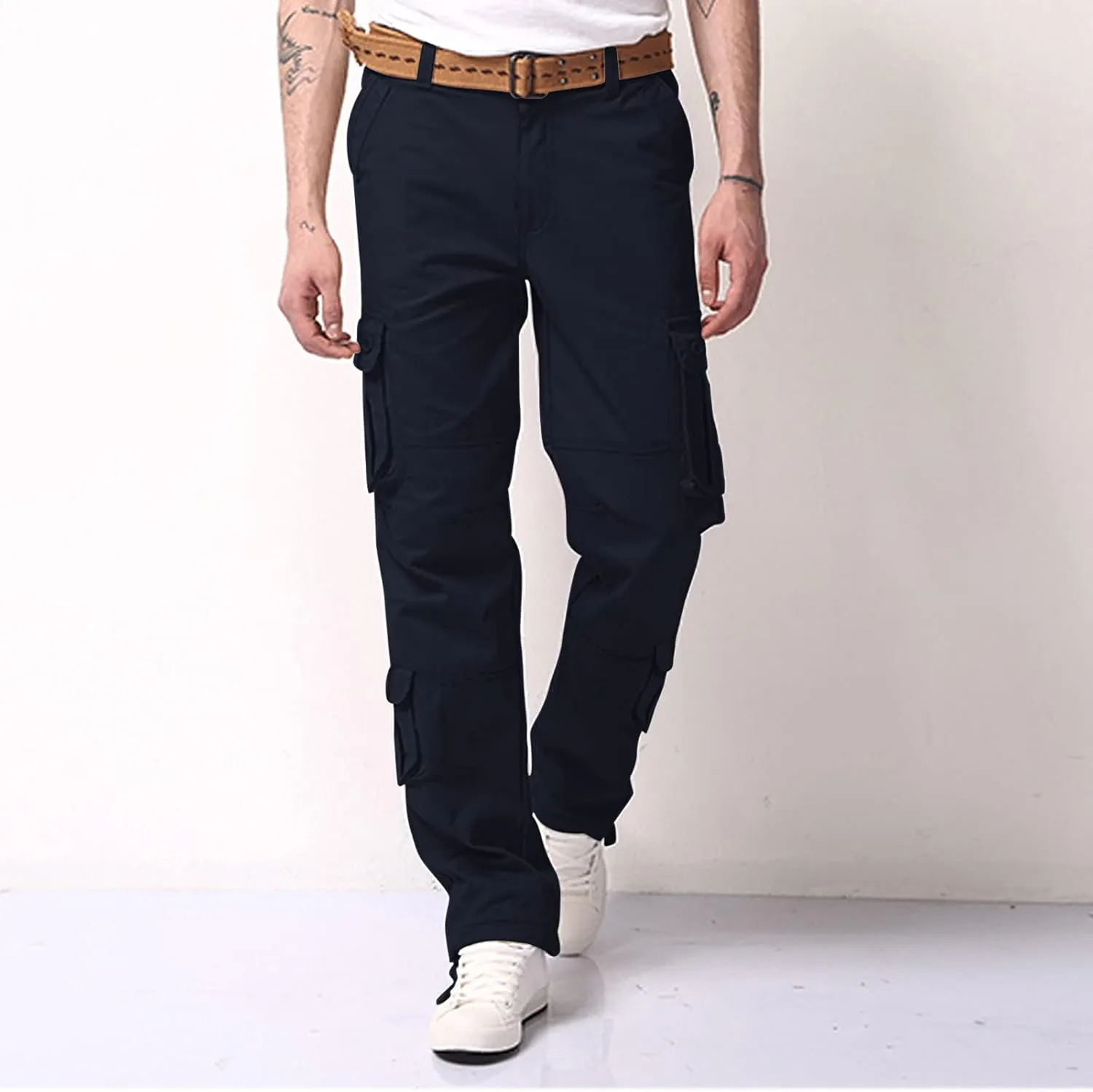 Men's Casual Cargo Pants Slim Fit Stretch Joggers Fashion Style Trousers Regular Tapered Cargo Pant with Pockets
