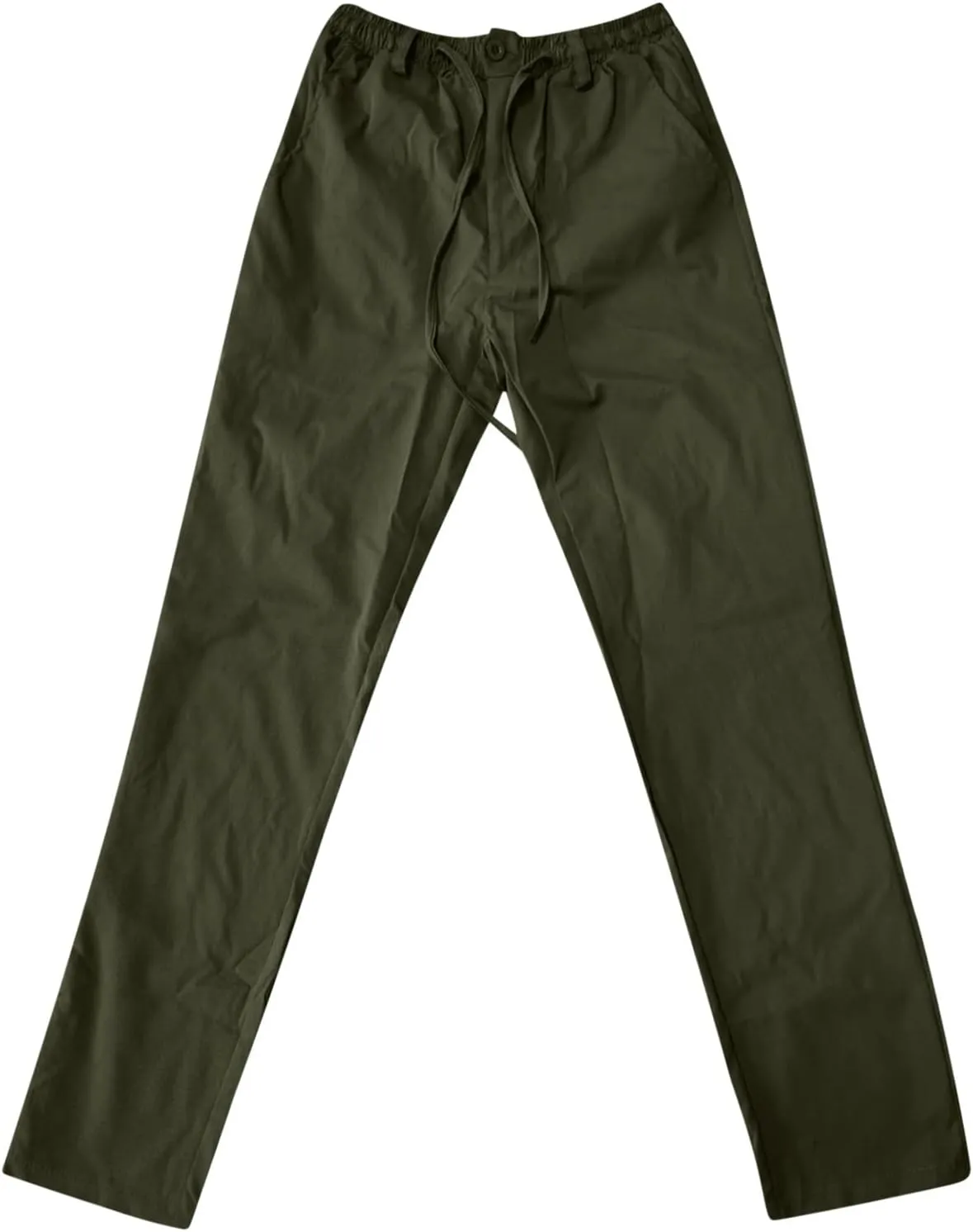 Men's Chino Pants Slim Fit Drawstring Elastic Waist Flat Front Stretch Straight Leg Pants Business Golf Casual Suit Pants