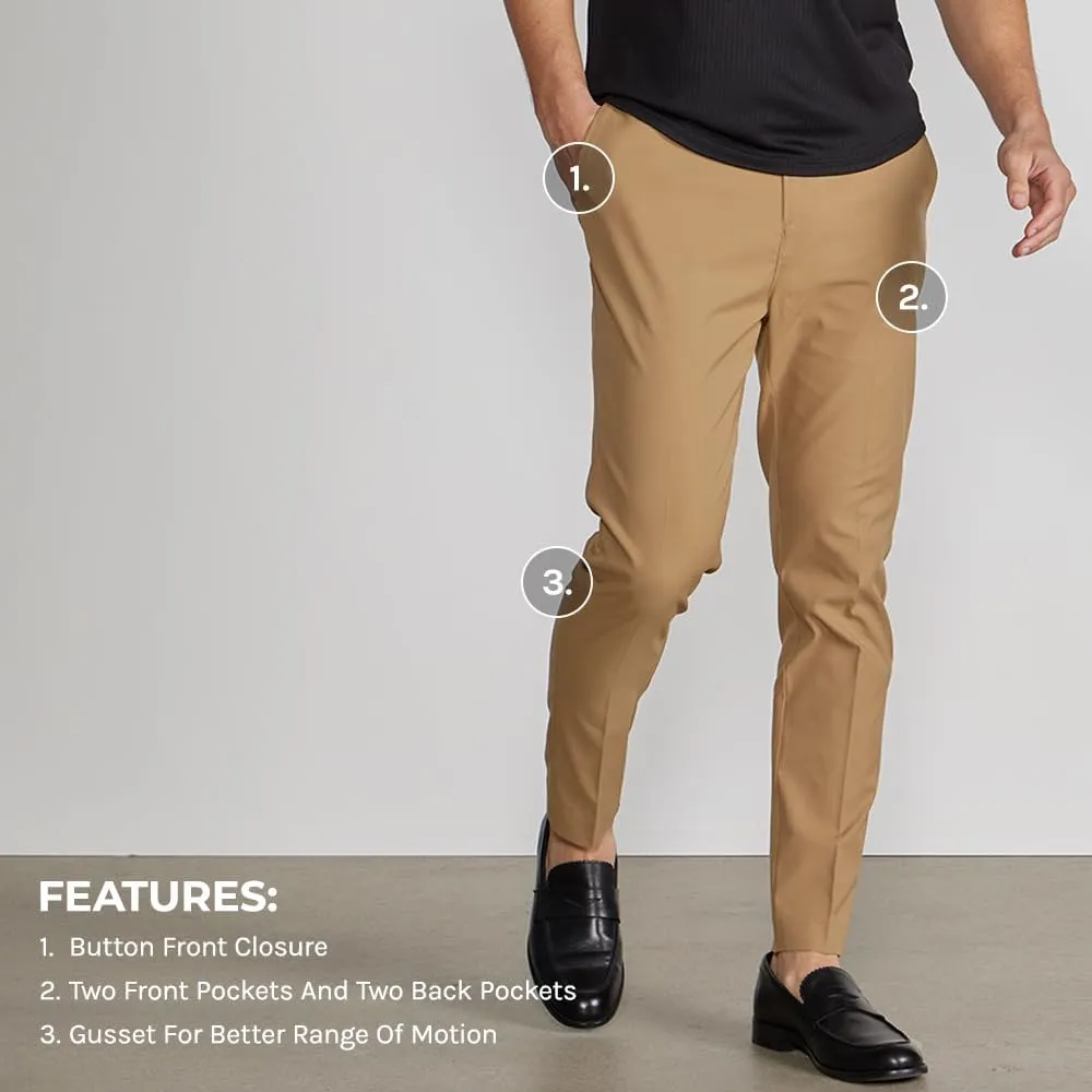 Men's Exec Pants  Tapered Fit Stretch Slacks, Wrinkle Resistant Suit Trousers, Business Casual Office Bottoms for Men